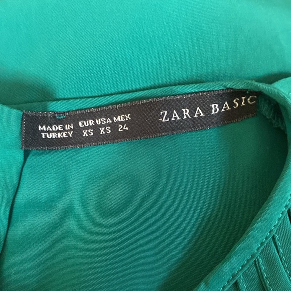 🌷 Zara Fringe Detail Green Mini Dress Size XS - Picture 6 of 10